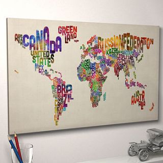 typography world map art print by artpause