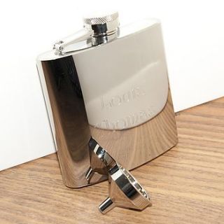 personalised stain steel hip flask & funnel by louie thomas menswear