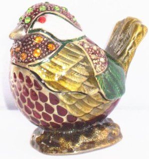 Welforth Fine Pewter Amber Colored Bird Jewelry Trinket Small Box  