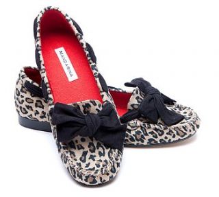 bow tie leopard moccasins by mandarina shoes