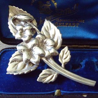 vintage 1940s solid silver flower brooch by ava mae designs