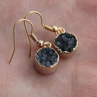 semi precious slate drusy dropper earrings by decadorn