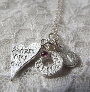 personalised silver new mummy necklace by lucy kemp jewellery