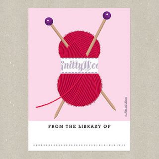 knitting bookplates by mac and ninny paper company