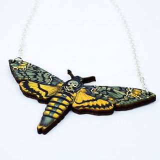 death's head hawk moth necklace by pinpinfinds