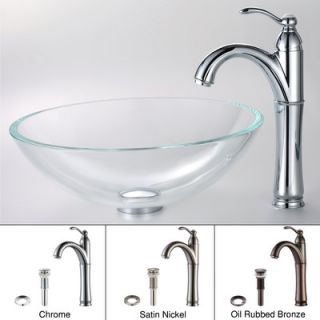 Kraus Crystal Clear Glass Vessel Sink and Riviera Faucet   C GV 100