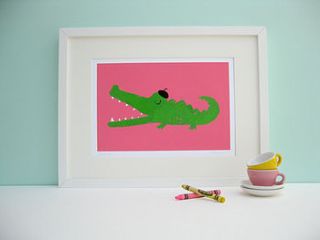claude the crocodile fine art print by string