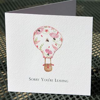 'sorry you're leaving' balloon card by white mink