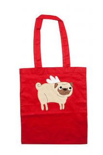 red pug tote bag by not for ponies