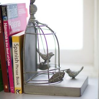 set of bird cage bookends by shrinking violet
