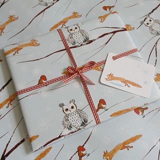 winter woodland christmas gift wrap set by moobaacluck