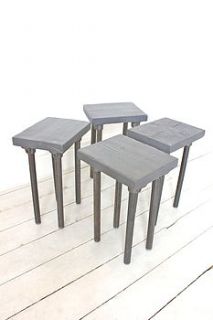 reclaimed grey painted wood stools x four by inspirit