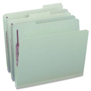 Smead Pressboard File Folders with SafeSHIELD Fasteners, Letter Size, 1/3 Cut Tab, Two Fasteners, 1 Inch Expansion, Gray/Green, 25 Per Box, (14931)  Top Tab Fastener File Folders 