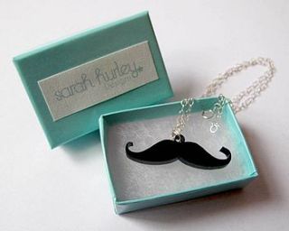 moustache acrylic laser cut necklace by sarah hurley designs