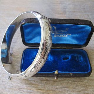 vintage 1963 engraved silver bangle by ava mae designs