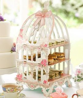 birdcage style bow pastries cake stand by hope and willow
