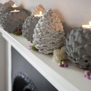 limed artichoke tealight or spruce cone by rowen & wren