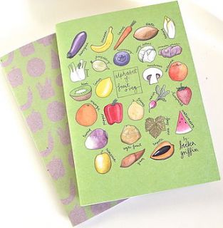 fruit and veg alphabet notebooks by becka griffin illustration