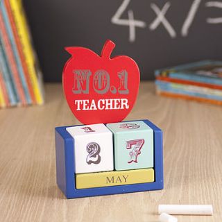 'number one teacher' wooden desk calendar by the contemporary home