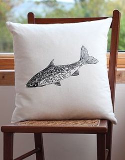 salmon print cushion by bird