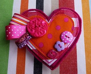hot pink heart brooch by polka