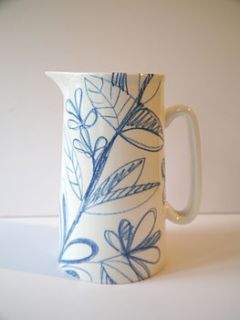 blue scribble tree jug bone china large by victoria mae designs