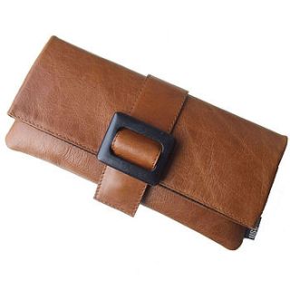 tan leather vintage buckle clutch bags by use uk
