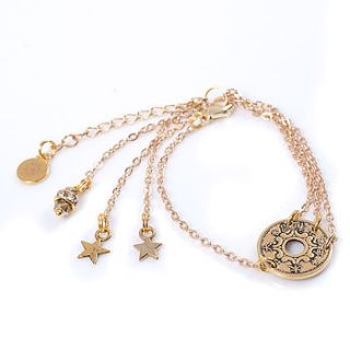 gold disc multi chain bracelet by francesca rossi designs