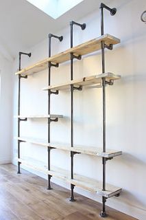 scaffolding board and steel pipe shelving by inspirit