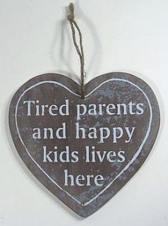 funny family wooden heart sign by mini u (kids accessories) ltd