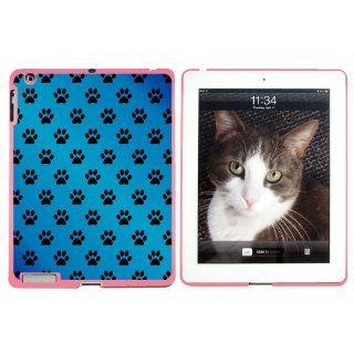 Paw Prints on Parade Blue   Snap On Hard Protective Case for Apple iPad 2 3 4   Pink Computers & Accessories