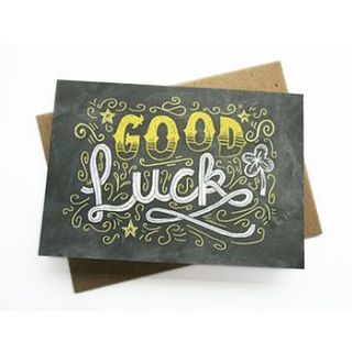 'good luck' greetings card by the happy pencil