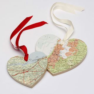 personalised vintage map heart by bombus