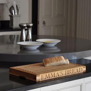 personalised oak slatted bread board by the oak & rope company