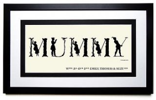 silhouette framed name by alphabet gifts