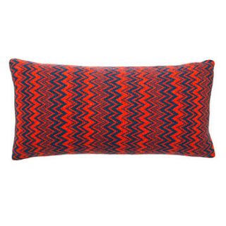 knitted red & blue chevron cushion by seven gauge studios