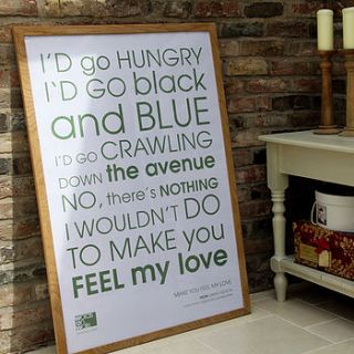 wow 'feel my love' personalised framed print by words on walls