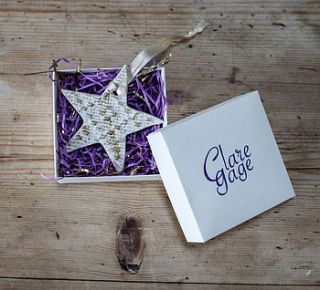 star christmas decorations. set of four by clare gage