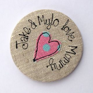 personalised 'love mummy' handbag mirror by sew very english