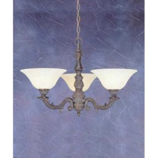 Toltec Lighting Olde Manor 3 Light Chandelier with Marble Glass