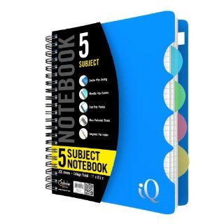 iScholar iQ 5 Subject Poly Cover Wirebound Notebook, College Ruled, 11 x 8.5 Inch Sheet Size, 200 Sheets, Cover Color May Vary (59906) 