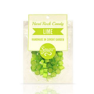 lime hard rock candy in a bag by spun candy