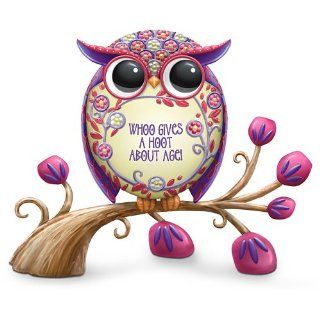 Floral Design In Red And Purple Owl Figurine Whoo Gives A Hoot About Age by The Hamilton Collection  