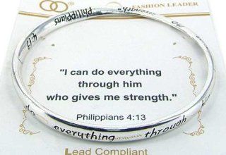 Philippians 413 Inspirational Religious Engraved Twist Bangle Bracelet in a Gift Box by Jewelry Nexus " I can do everything through him who gives me strength." Jewelry