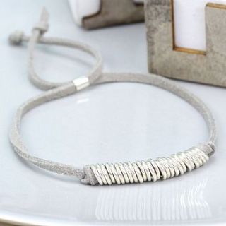 grey suede and sterling silver links bracelet by lisa angel