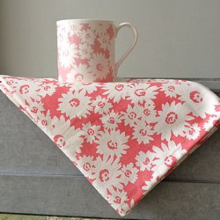 pink daisy tea towel by the shed inc