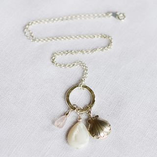 silver shell & gemstone necklace by adela rome