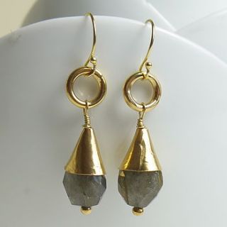 22k gold plated grey labradorite earrings by begolden