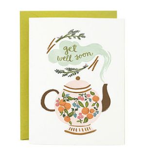 teapot 'get well soon' card by fox and star