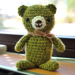 green tweed bear by hannah chan